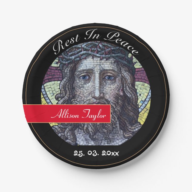 Assiettes En Carton Deuil avec Jésus Christ / Mémorial, Funérailles (Devant)