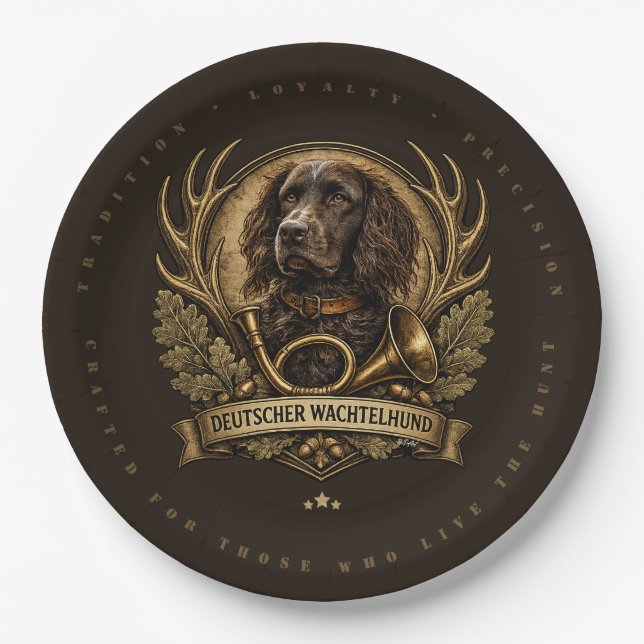 Assiettes En Carton Deutscher Wachtelhund , Logo de chasse (Devant)