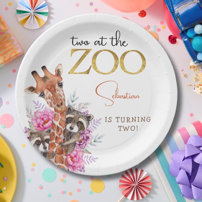 Assiettes En Carton Deux à la fête anniversaire de enfant des animaux  (Créateur téléchargé)