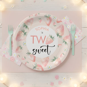 Assiettes En Carton Deux anniversaire de enfant de fraise sucrée