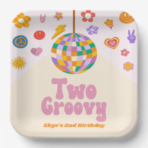 Assiettes En Carton Deux boules Disco Super 2e fête d'anniversaire