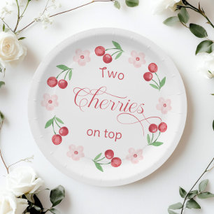 Assiettes En Carton Deux cerises sur le baby shower Top Twins