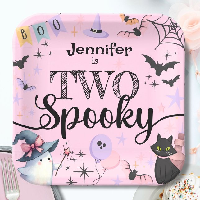 Assiettes En Carton DEUX Éffrayant mignonne Fantôme rose Halloween 2e  (Créateur téléchargé)