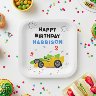 Assiettes En Carton Deux Enfants de 2e anniversaire Rapide Racing Cars