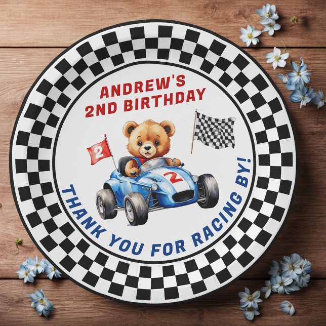 Assiettes En Carton Deux Fast Race Car 2e Anniversaire (Créateur téléchargé)