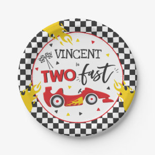 Assiettes En Carton Deux fête d'anniversaire rapide Red Race Car 2e a
