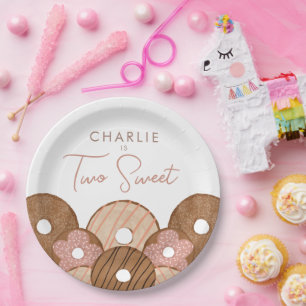 Assiettes En Carton Deux filles douces Donut Anniversaire