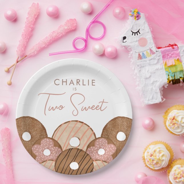 Assiettes En Carton Deux filles douces Donut Anniversaire (Fête)
