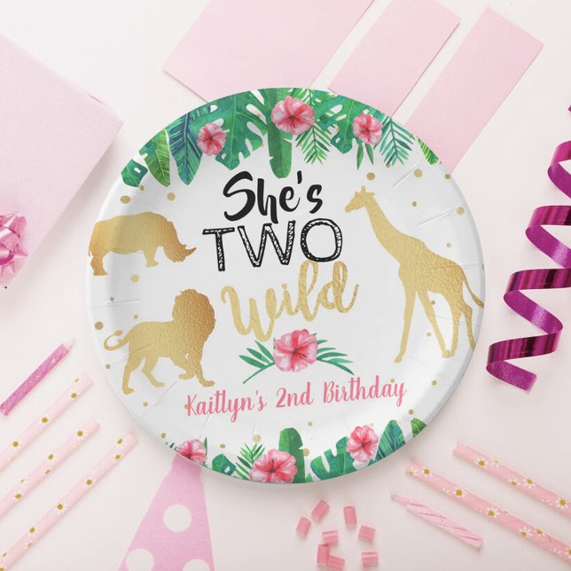 Assiettes En Carton Deux Filles sauvages Deuxième fête d'anniversaire (Créateur téléchargé)
