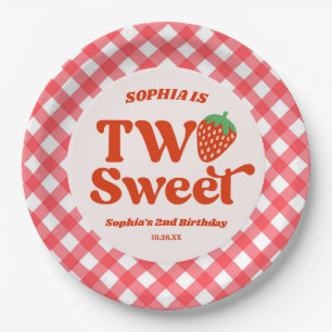 Assiettes En Carton Deux fruits sucrés aux fraises 2e fête d'anniversa