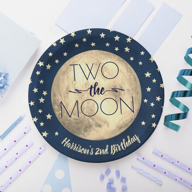 Assiettes En Carton Deux La Lune 2e Anniversaire (Créateur téléchargé)