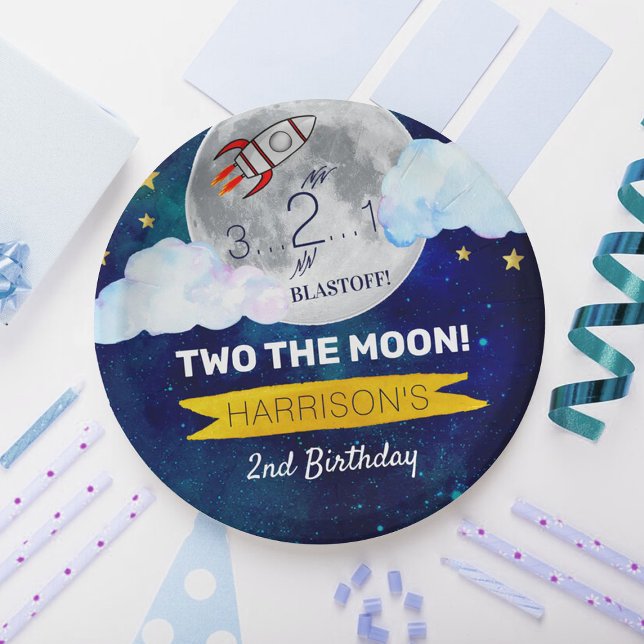 Assiettes En Carton Deux La Lune 2e Anniversaire (Créateur téléchargé)