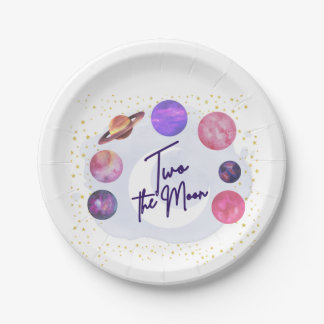 Assiettes En Carton Deux la Lune 2e anniversaire Editable Invitation