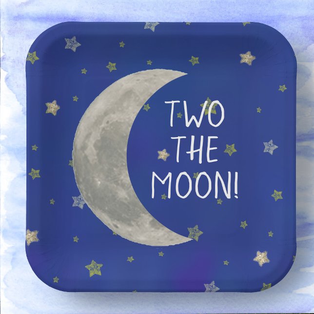 Assiettes En Carton Deux La Lune 2ème anniversaire (Créateur téléchargé)
