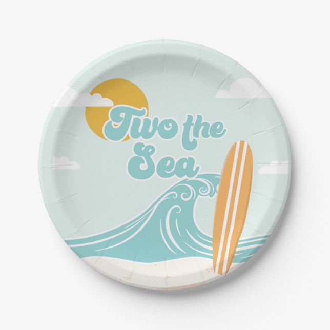 Assiettes En Carton Deux le Sea Surfing 2e anniversaire (Devant)