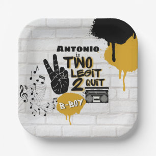 Assiettes En Carton Deux Legit 2 Quit Retro 2nd Birthday Hip hop
