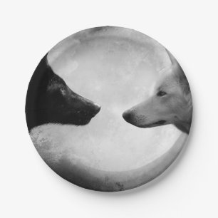 Assiettes En Carton Deux loups se faisant face