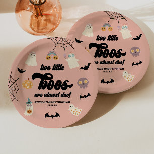 Assiettes En Carton Deux petits boos jumeaux Baby shower d'Halloween