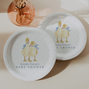 Assiettes En Carton Deux Petits Canetons Classique Garçons Jumeaux Bab