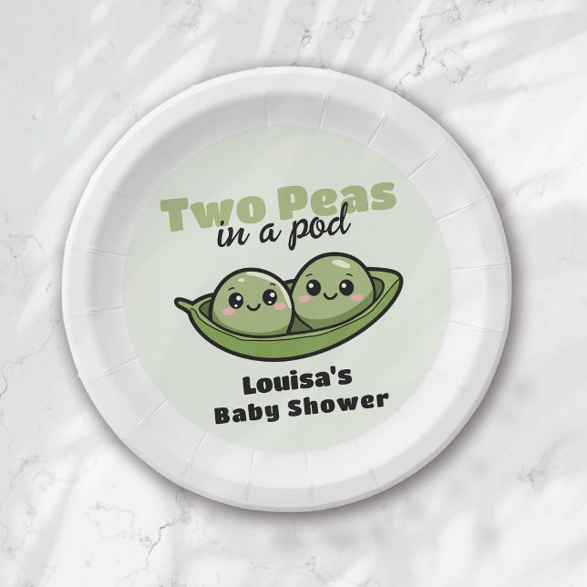 Assiettes En Carton Deux petits pois dans un Baby shower jumeau Pod (Créateur téléchargé)
