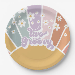 Assiettes En Carton Deux Sunshine Retro Super Rainbow Daisy