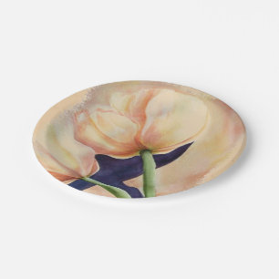 ASSIETTES EN CARTON DEUX TULIPS ORANGE PLAQUE DE PAPIER