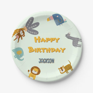 Assiettes En Carton Deux Wild 2e anniversaire Safari Animaux mignons