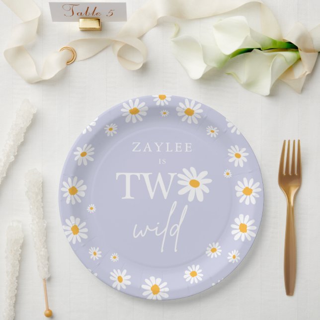 Assiettes En Carton Deux Wild 2e fête d'anniversaire Boho Retro Daisy (Mariage)