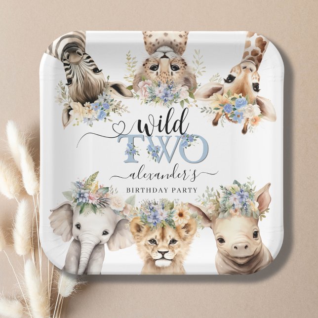 Assiettes En Carton Deux Wild Safari Boy 2e Plaque Papier Anniversaire (Créateur téléchargé)