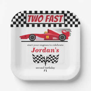 Assiettes En Carton Deuxième Anniversaire Red Race Car Deux Rapides