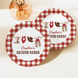 Assiettes En Carton Deuxième Rodéo Western Cowboy 2e anniversaire