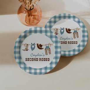 Assiettes En Carton Deuxième Rodéo Western Cowboy 2e anniversaire