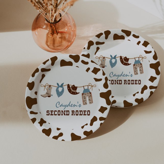 Assiettes En Carton Deuxième Rodéo Western Cowboy 2e Anniversaire Papi (Créateur téléchargé)