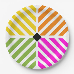 Assiettes En Carton Diagonal Rainbow Stripes Party