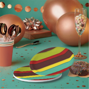Assiettes En Carton Diagonales multicolores