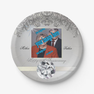 Assiettes En Carton Diamant 60e anniversaire Mariage jetable