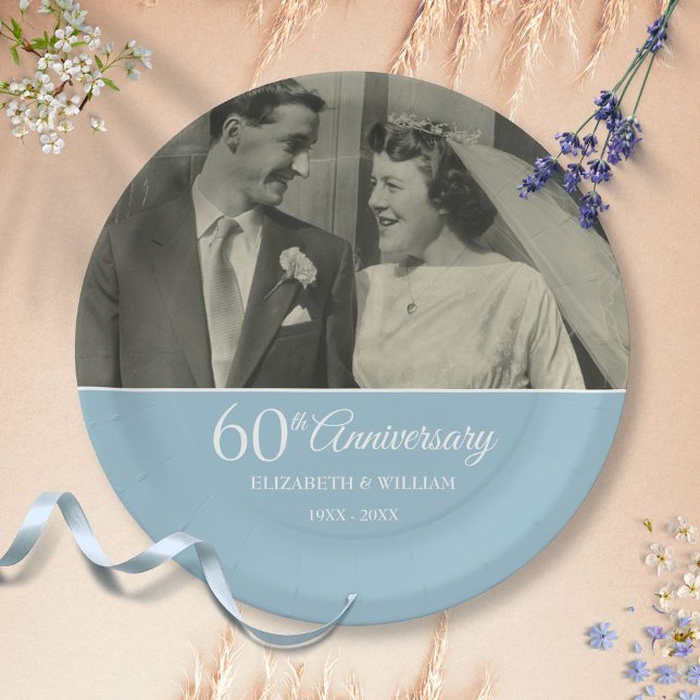 Assiettes En Carton Diamant photo Mariage du 60e anniversaire (60th Anniversary Wedding Photo Diamond Paper Plates)