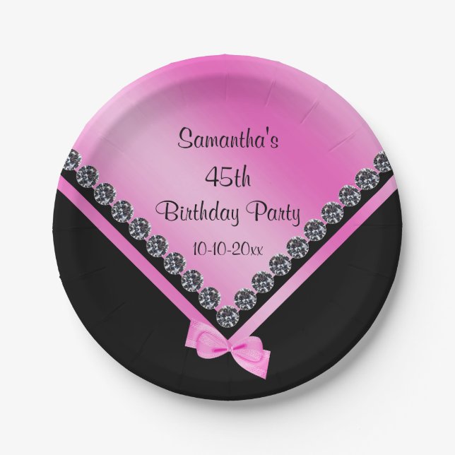 Assiettes En Carton Diamants assez scintillants et anniversaire d'arc (Devant)