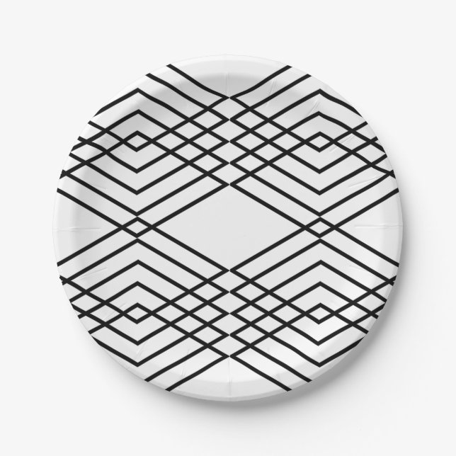 Assiettes En Carton Diamants noirs et blancs (Devant)
