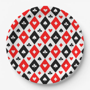 Assiettes En Carton Diamonds Coeurs Pique Clubs Jouer Cartes Motif