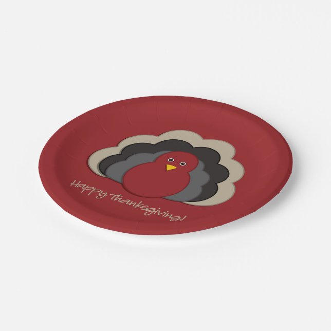 Assiettes En Carton Dinde de Thanksgiving (Angle)