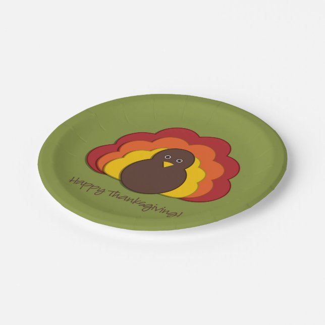 Assiettes En Carton Dinde de Thanksgiving (Angle)