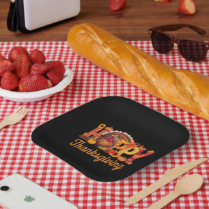 Assiettes En Carton Dindes de Thanksgiving heureux automne