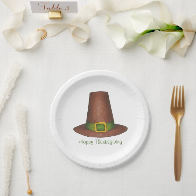 Assiettes En Carton Dîner bon thanksgiving pèlerin puritain Casquette (Mariage)