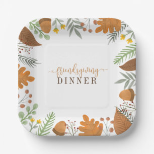 Assiettes En Carton Dîner d'action d'automne moderne