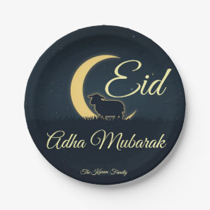 Assiettes En Carton Dîner de mouton bleu foncé pour l'Aïd al-Adha 