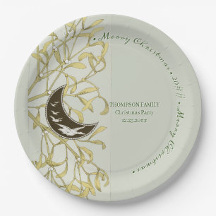 Assiettes En Carton Dîner de Noël festif Crescent Moon Mistletoe
