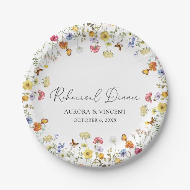 Assiettes En Carton Dîner de répétition botanique fleur sauvage Boho (Devant)
