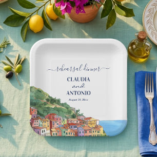 Assiettes En Carton Dîner de répétition de mariage Riviera italienne