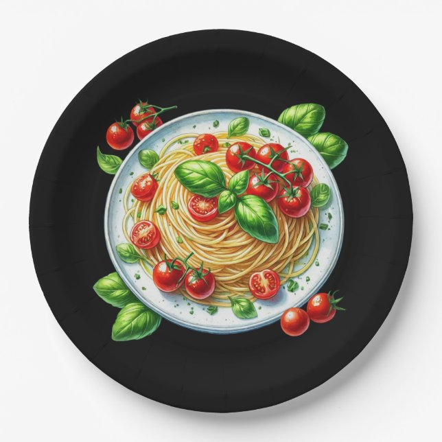 Assiettes En Carton Dîner des amateurs de spaghetti amusants (Devant)
